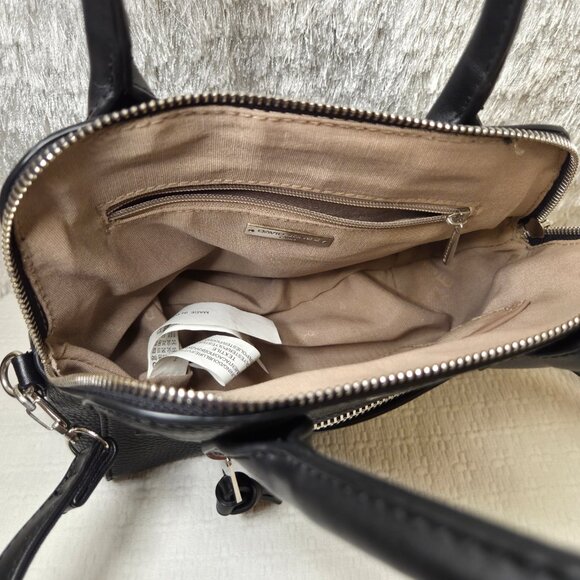 David Jones Black Pebbled Faux-Leather Satchel Crossbody Handbag - Picture 8 of 16